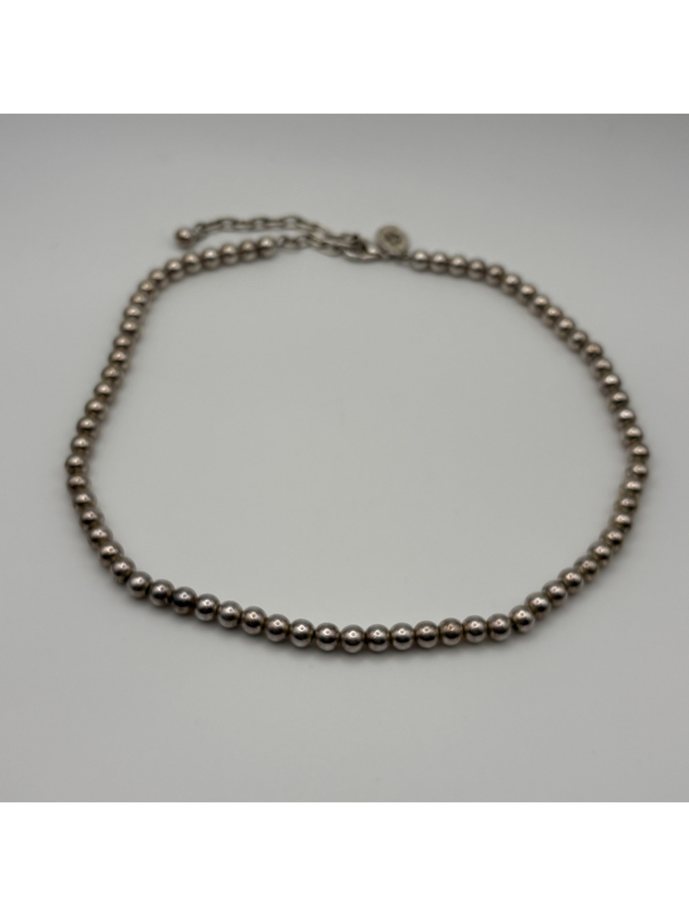 Vintage JG Hook Silver Tone Beaded Cross Disc Necklace 19"